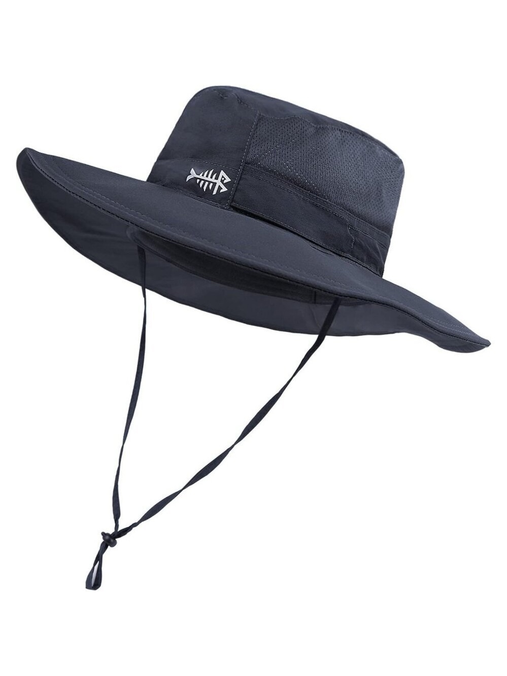 Unisex Dark Black 100% Nylon Shell Wide Brim Mesh Vent with Neck Flap Cowboy Hat